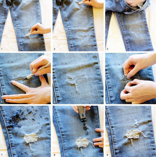 tái chế quần jean cũ thành váy